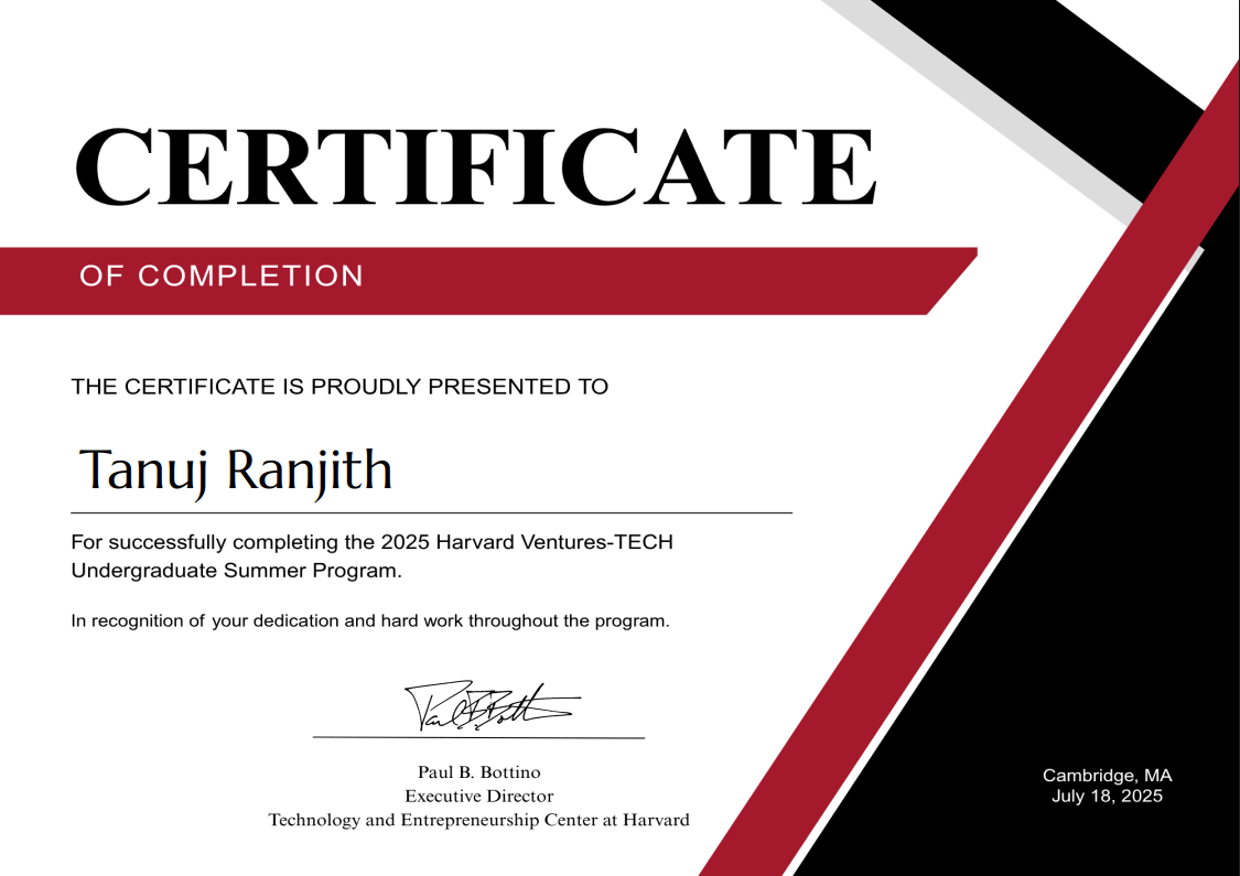 Harvard Ventures-TECH Undergraduate Summer Program