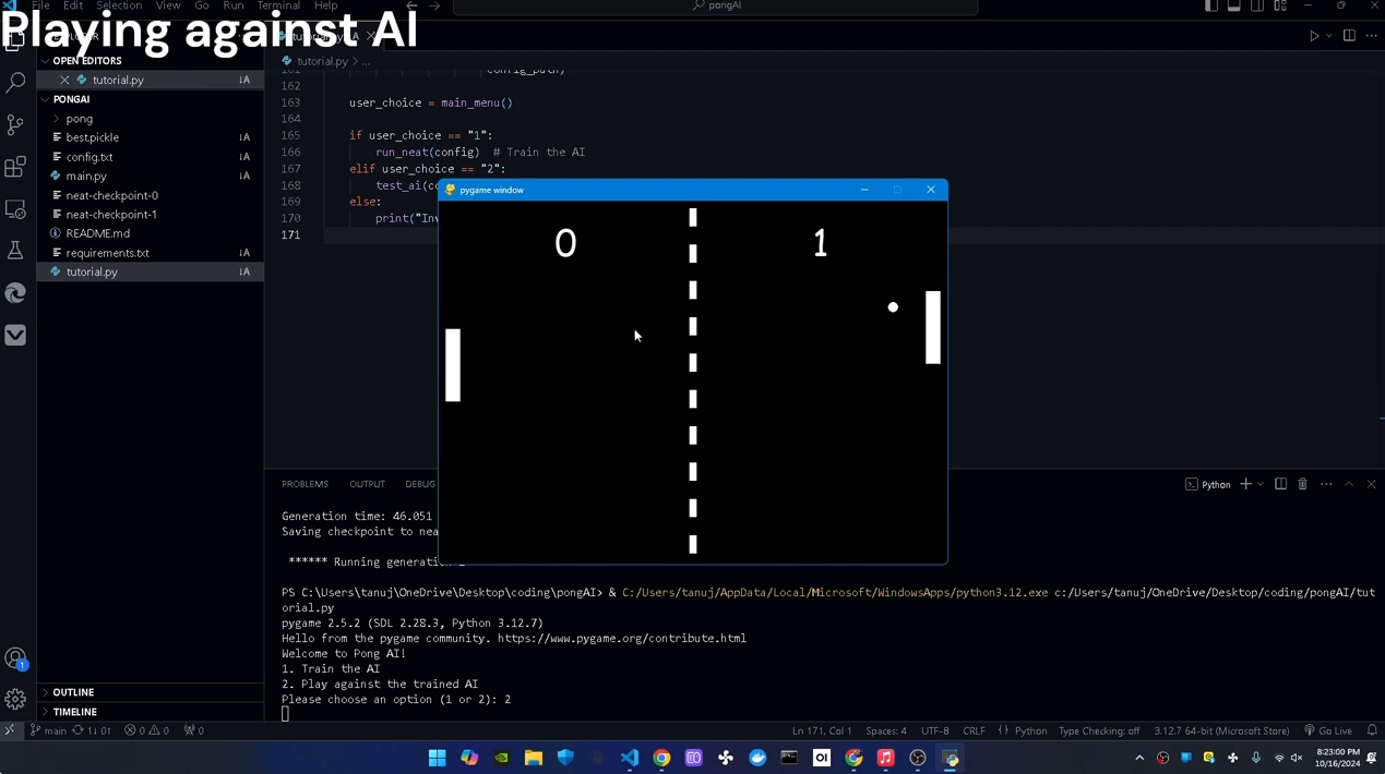 Pong PlayingAgainstAI
